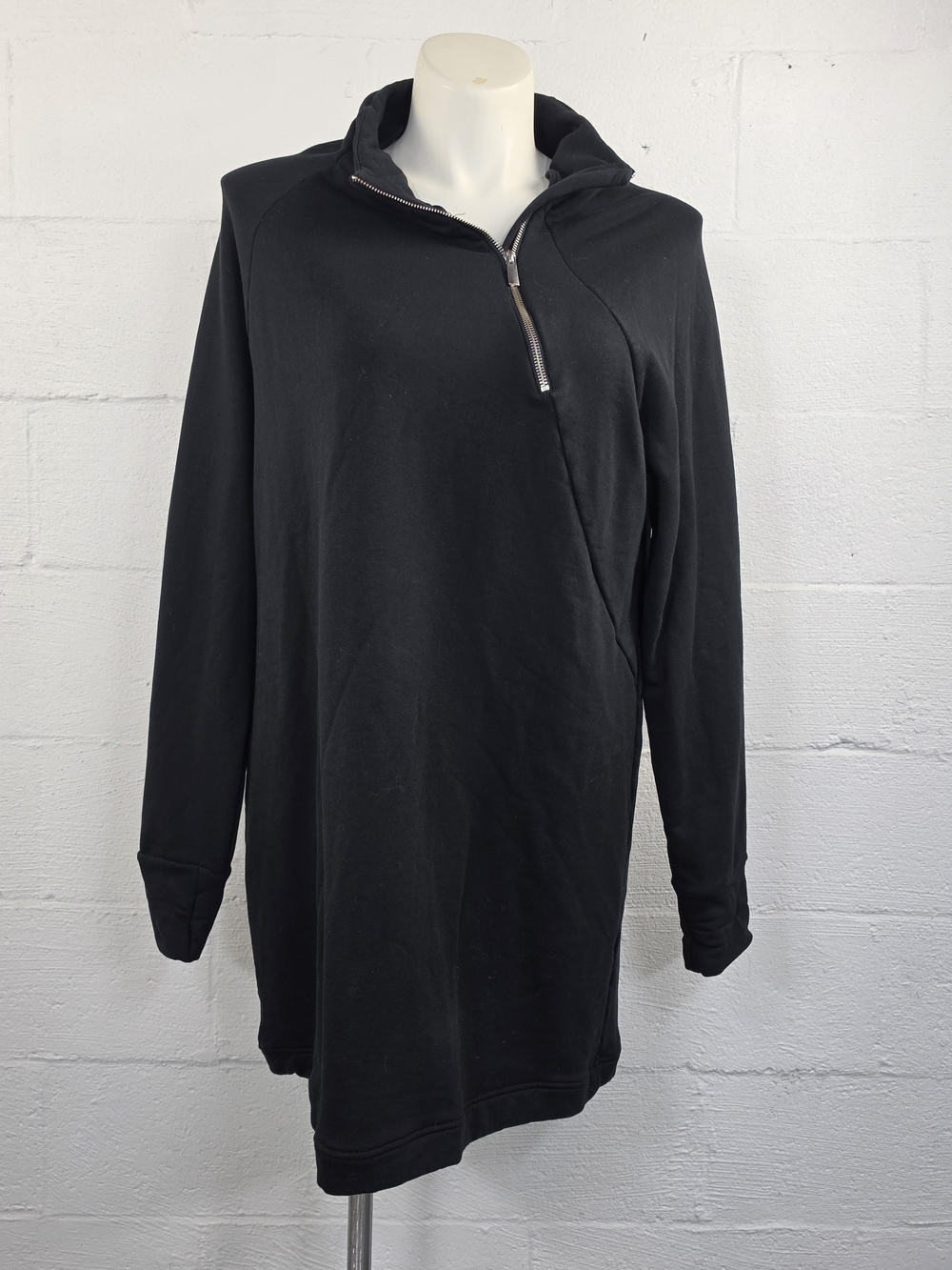 Marcella NYC Women's Black Asymmetrical 1/4 Zip Sweatshirt